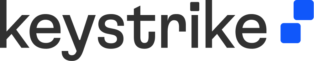 Keystrike logo with dark wordplate